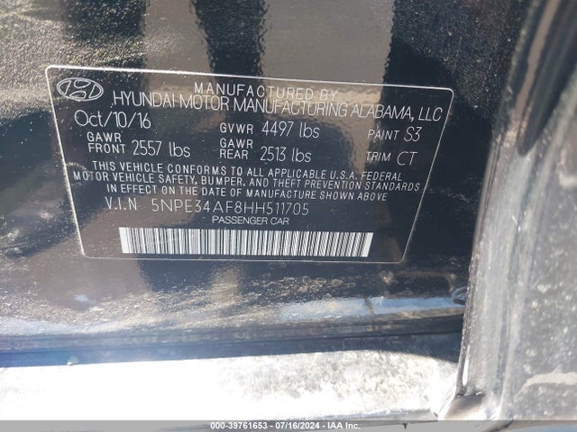 5NPE34AF8HH511705 Hyundai Sonata Sport