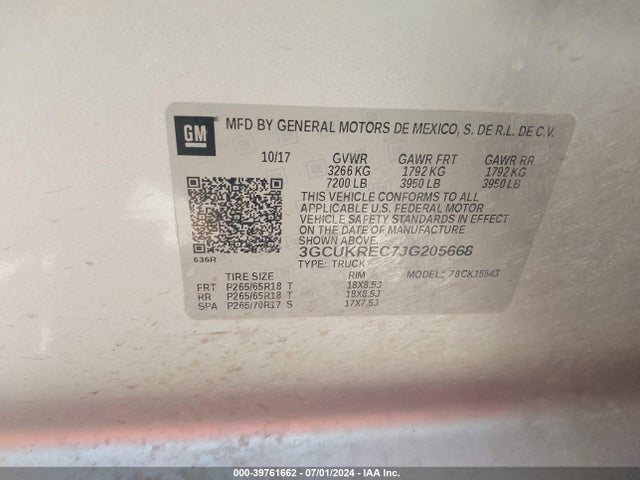 Chevrolet Silverado 1500 2lt 2018 3GCUKREC7JG205668 Image 9