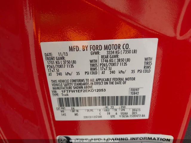 Ford F-150 Xlt 2014 1FTFW1EF2EKD12053 Image 9