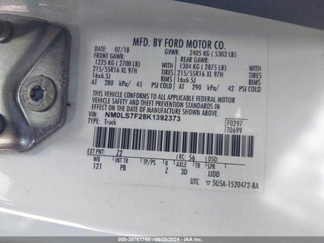 NM0LS7F28K1392373 Ford Transit Connect Xlt