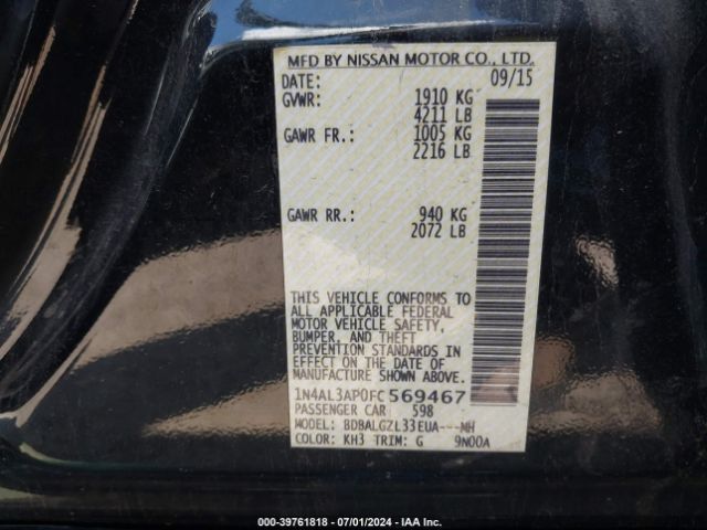 1N4AL3AP0FC569467 Nissan Altima 2.5 S