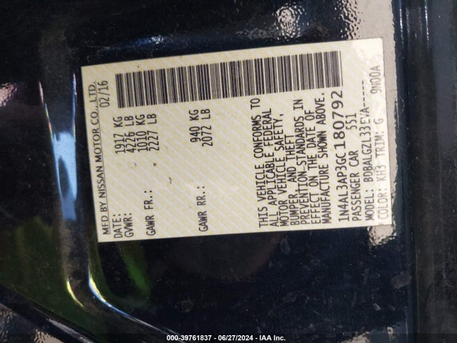 Nissan Altima 2.5 S 2016 1N4AL3AP3GC180792 Image 9