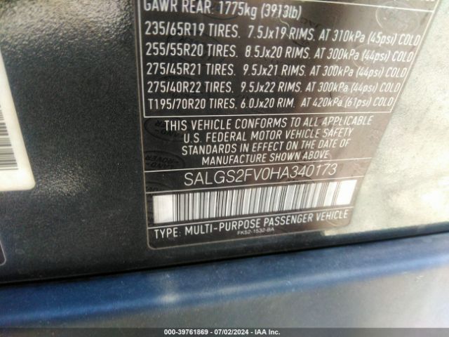 SALGS2FV0HA340173 Land Rover Range Rover 3.0l V6 Supercharged Hse