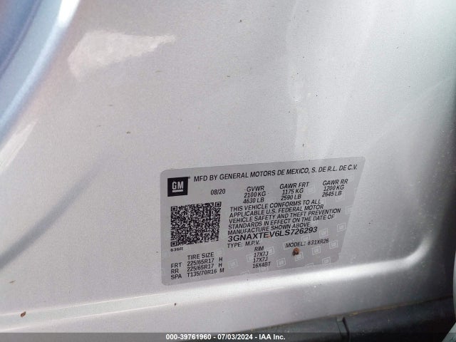 Chevrolet Equinox Awd 2fl 2020 3GNAXTEV6LS726293 Image 9