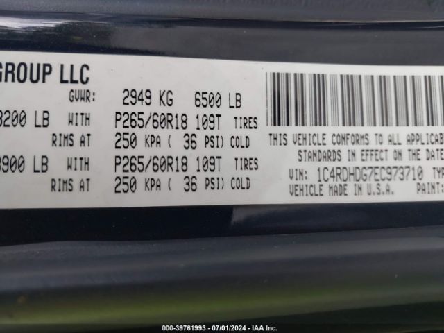1C4RDHDG7EC973710 Dodge DURANGO LIMITED