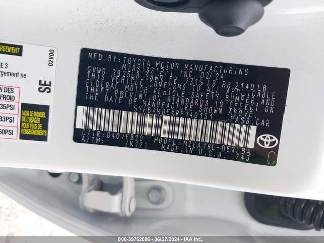 Toyota COROLLA LE 2024 5YFB4MDEXRP140151 Image 9