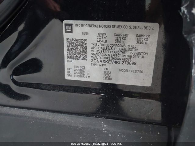 3GNAXKEV4KL270698 Chevrolet EQUINOX LT