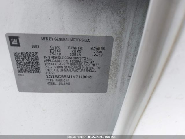 1G1BC5SM1K7119045 Chevrolet CRUZE LS