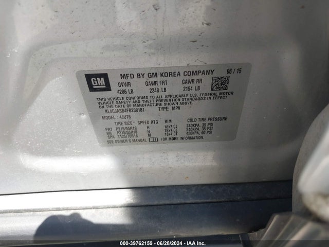 KL4CJASB4FB238181 Buick Encore
