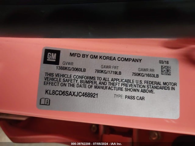 Chevrolet Spark 1lt Cvt 2018 KL8CD6SAXJC468921 Image 9