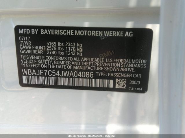 WBAJE7C54JWA04086 BMW 540i Xdrive