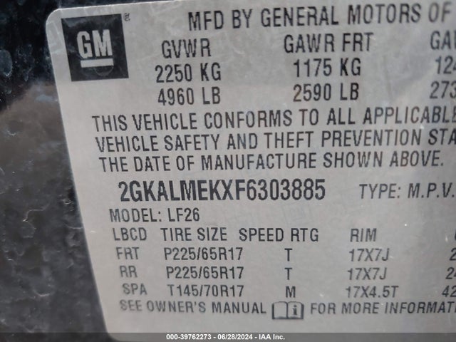 GMC Terrain Sle-1 2015 2GKALMEKXF6303885 Image 9