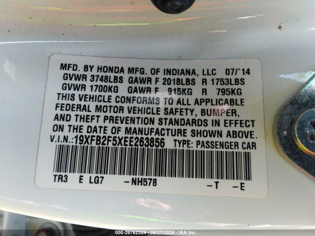 Honda Civic Lx 2014 19XFB2F5XEE263856 Image 9