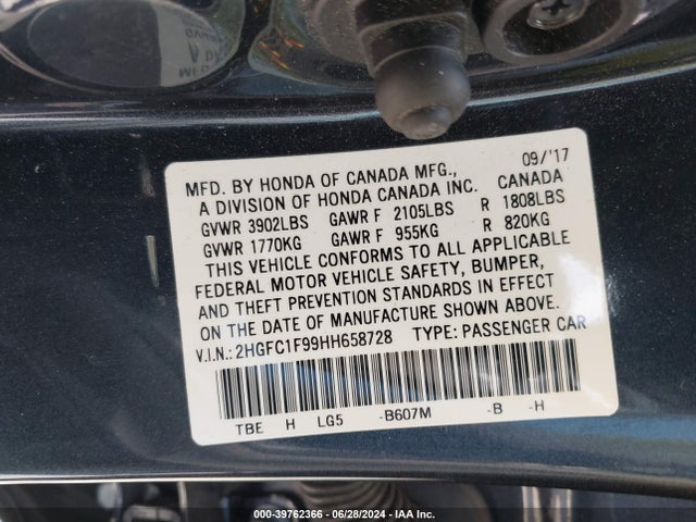 Honda Civic Touring 2017 2HGFC1F99HH658728 Image 9