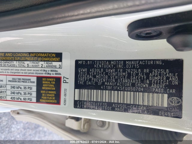 Toyota CAMRY SE 2015 4T1BF1FK5FU050704 Image 9