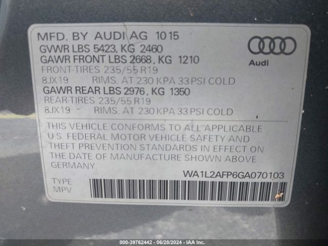 WA1L2AFP6GA070103 Audi Q5 2.0t Premium