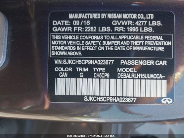 SJKCH5CP9HA023677 Infiniti Qx30 Premium