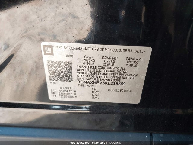Chevrolet EQUINOX LS 2019 3GNAXHEV5KL218869 Image 9