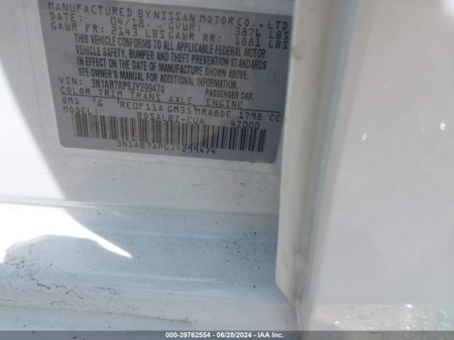 3N1AB7AP6JY299474 Nissan SENTRA S