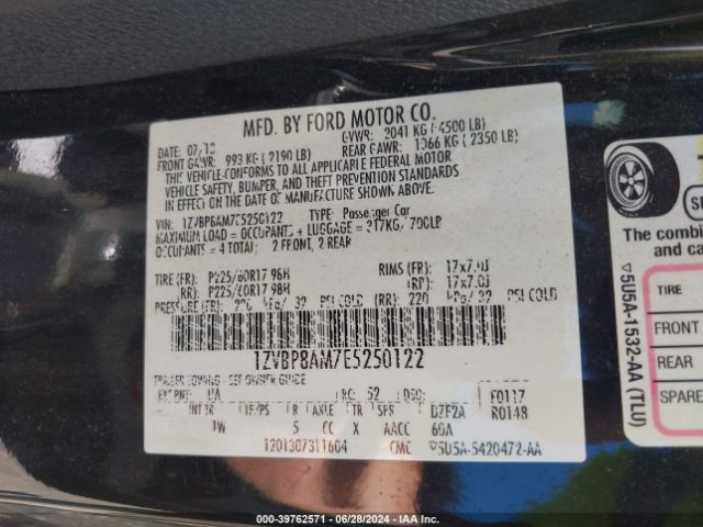 1ZVBP8AM7E5250122 Ford Mustang V6