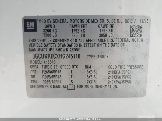 Chevrolet Silverado 1500 2lt 2017 3GCUKRECXHG245110 Image 9