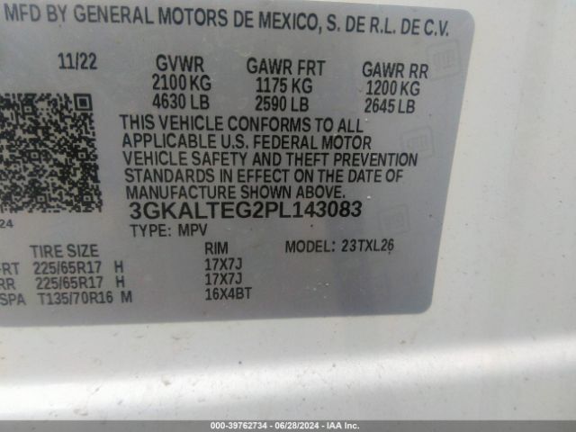 3GKALTEG2PL143083 GMC Terrain Awd Sle