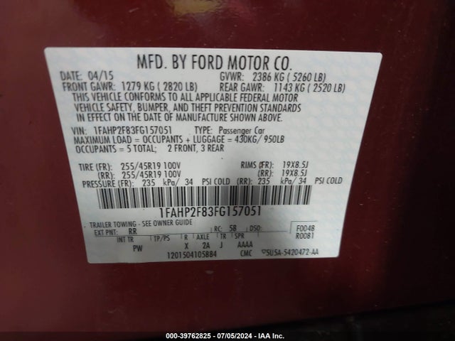 1FAHP2F83FG157051 Ford Taurus Limited