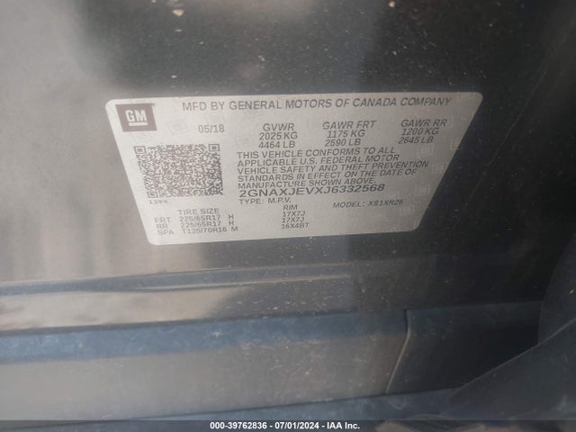 Chevrolet EQUINOX LT 2018 2GNAXJEVXJ6332568 Image 9