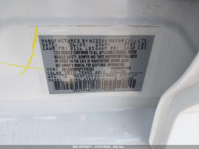 3N1AB8BV5PY296352 Nissan Sentra S Xtronic Cvt