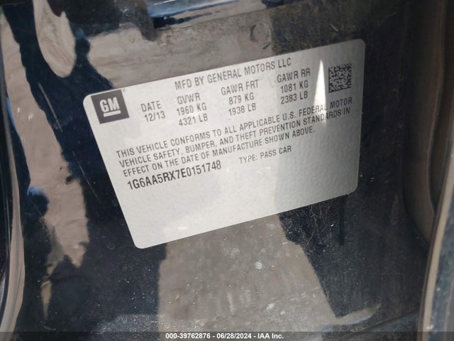 1G6AA5RX7E0151748 Cadillac Ats Standard