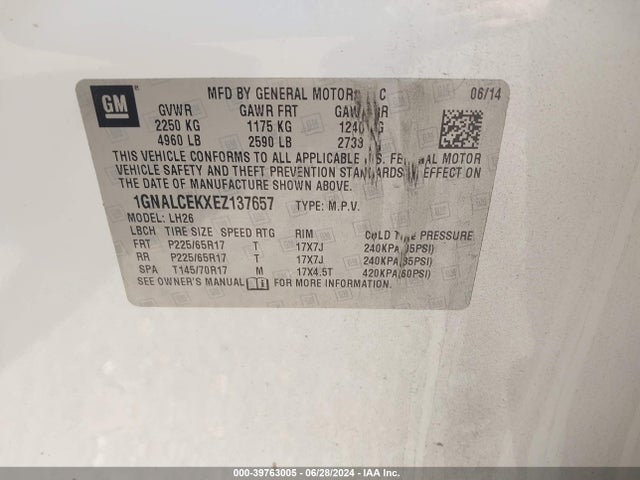 Chevrolet Equinox 2lt 2014 1GNALCEKXEZ137657 Image 9