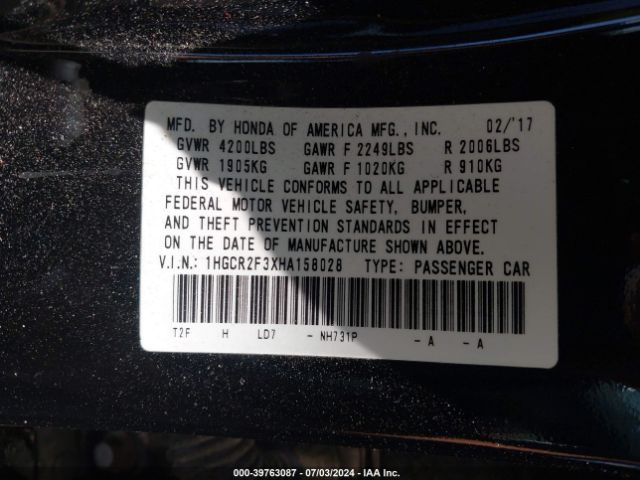 1HGCR2F3XHA158028 Honda ACCORD LX
