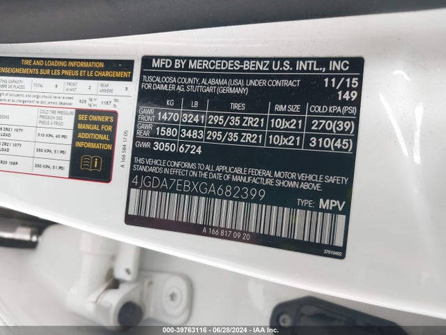 4JGDA7EBXGA682399 Mercedes-Benz m157