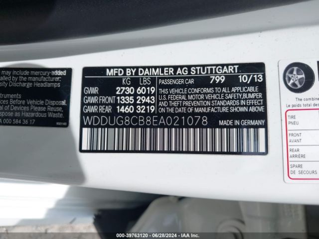 WDDUG8CB8EA021078 Mercedes-Benz S 550