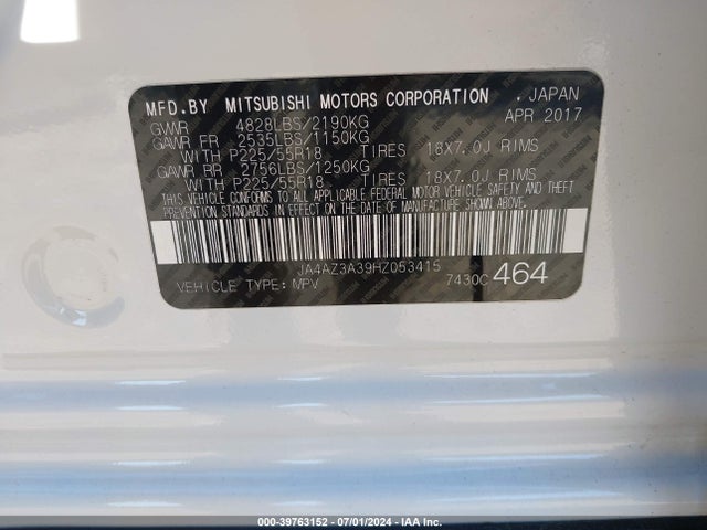 2017 MITSUBISHI OUTLANDER JA4AZ3A39HZ053415 Photo 8