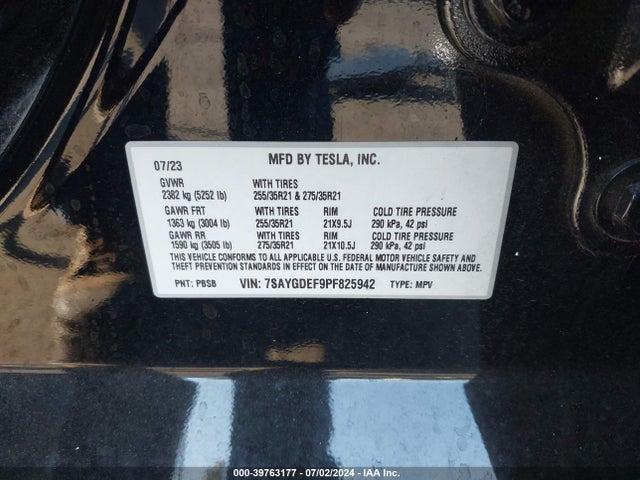 7SAYGDEF9PF825942 Tesla Model Y Awd/performance Dual Motor All-wheel Drive