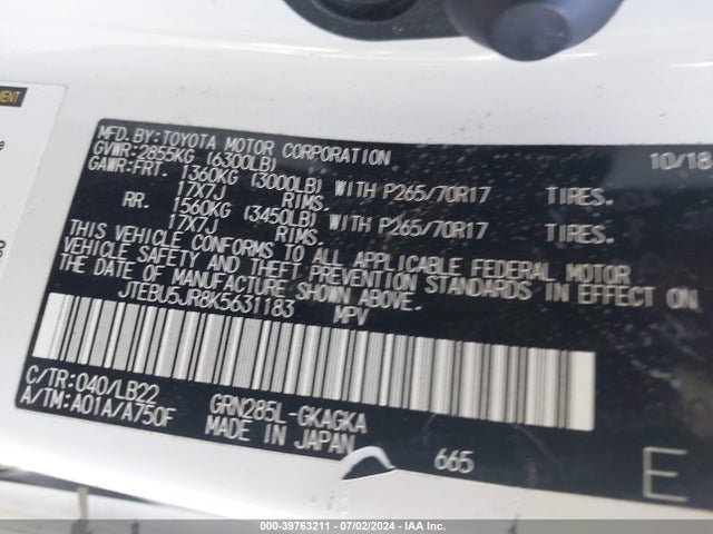Toyota 4runner Sr5 Premium 2019 JTEBU5JR8K5631183 Image 9