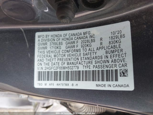 2HGFC2F66MH502779 Honda Civic Lx