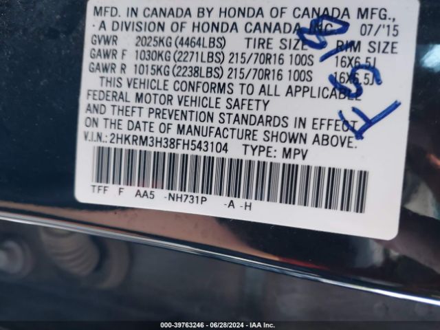 2HKRM3H38FH543104 Honda CR-V LX