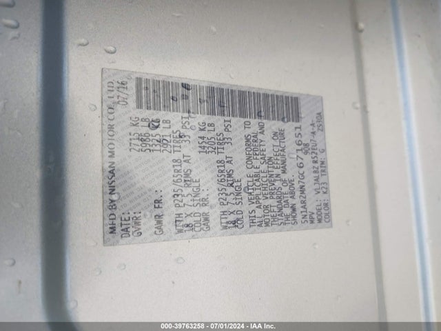 Nissan Pathfinder S 2016 5N1AR2MN7GC671651 Image 9