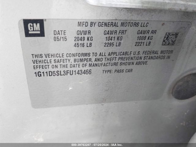 1G11D5SL3FU143466 Chevrolet MALIBU 2LT