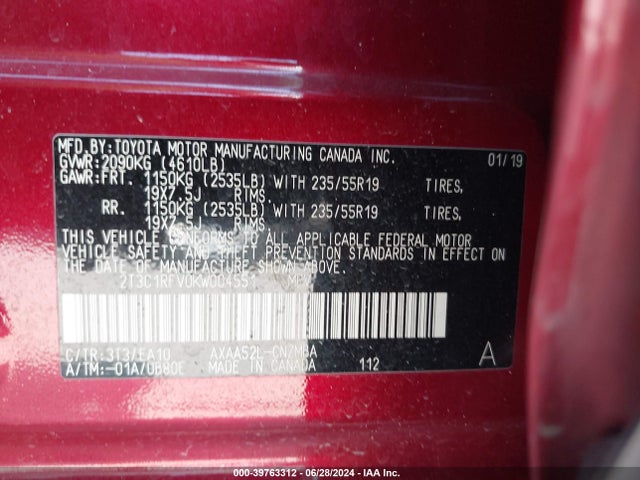 Toyota Rav4 Xle Premium 2019 2T3C1RFV0KW004551 Image 9