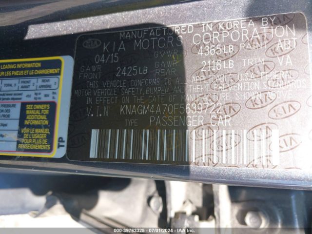 KNAGM4A70F5639722 KIA Optima Lx