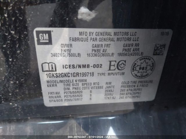 1GKS2GKC1GR199718 GMC Yukon Xl Slt