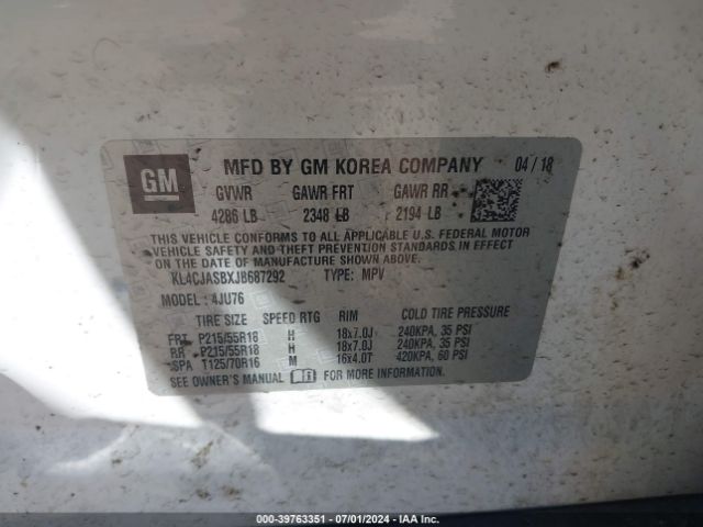 KL4CJASBXJB687292 Buick Encore Preferred