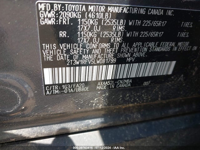 Toyota Rav4 Xle 2020 2T3W1RFV5LW081799 Image 9