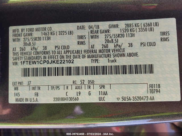 Ford F-150 Xlt 2018 1FTEW1CP0JKE22102 Image 9