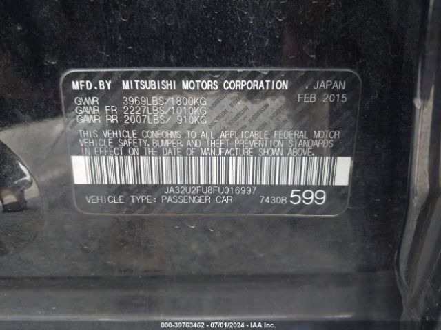 JA32U2FU8FU016997 Mitsubishi LANCER ES