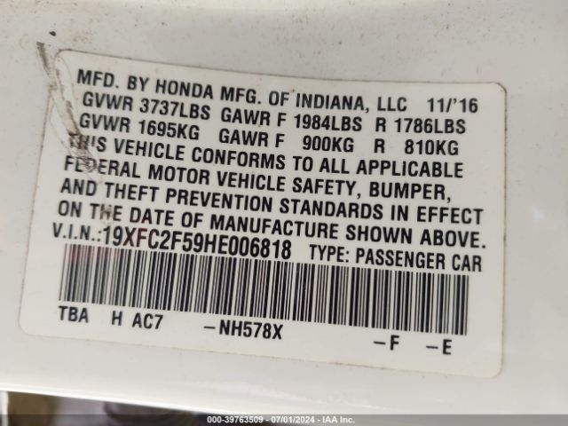 19XFC2F59HE006818 Honda Civic Lx