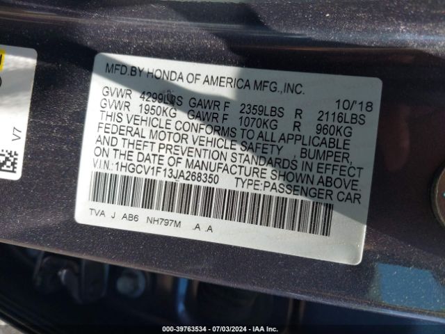 1HGCV1F13JA268350 Honda ACCORD LX